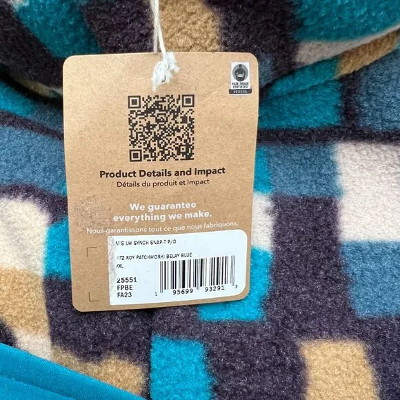 Patagonia Men's Fitz Roy Patchwork 'Belay Blue' Synchilla Fleece 25551 size 2XL